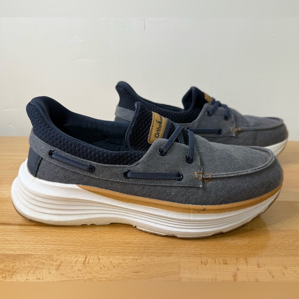 Men’s OrthoComfoot Navy and Gray Comfort Shoes, size 42